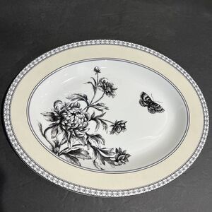 Charter Club Tuilleries Tan 14" Serving Platter Dish Tray Flower Butterfly